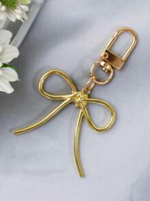 1pc INS Style Simple Elegant Bowknot Keychain Charm For Women, Cute Accessory For Bags, Phones - Gold - View 2