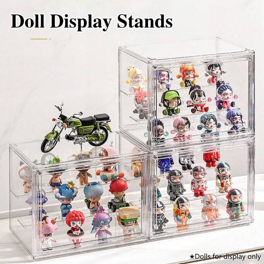 Acrylic Display Case For Collectibles Clear Display Case For Labubu Pop Figures Adjustable Display Case With Magnetic Door