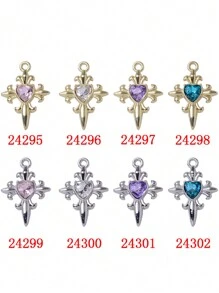 5 piezas de accesorios de joyería de aleación de zinc con colgante con forma de corazón con micro-incrustaciones y estilo barroco