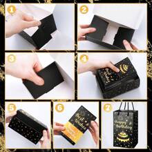 Caja de Regalo Sorpresa de Cumpleaños para hacer usted mismo, Caja de Dinero para Explotar con Diseño Negro y Dorado para Guardar Dinero y como Recuerdo de Fiesta de Cumpleaños para Mujeres y Hombres (Dinero no incluido) - Multicolor - Ver 3