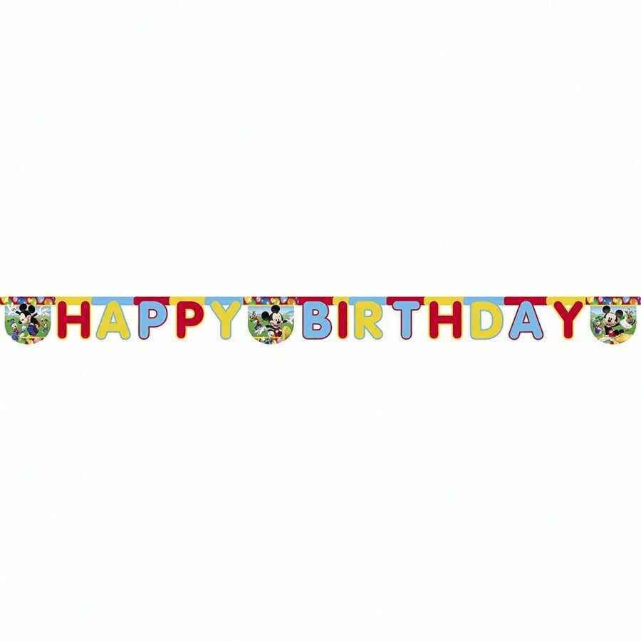Disney Mickey Mouse Happy Birthday Banner (Yellow/Red/Blue) - Yellow Gold - View 1