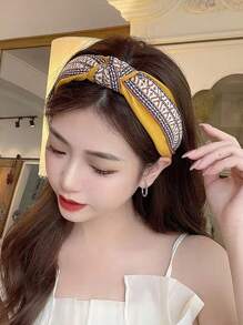 1pc Women Elegant Embroidery Knotted Headband, 5.51 Inch Diameter Wide-Brimmed, Suitable For Daily Commute, Festivals, Gift, Hair Accessories,Hairband,Hair Hoop Headbands Head Accessories - Multicolor - View 2