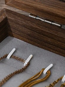 1 Peça Caixa de Armazenamento de Joias de Madeira Pequena com Estilo Chinês Vintage, Tampa de Vidro e Proteção Contra Poeira, para Organizar Colares, Pulseiras, Anéis e Outras Joias, Perfeita como Presente para Namorada ou Esposa no Dia dos Namorados, de Volta às Aulas