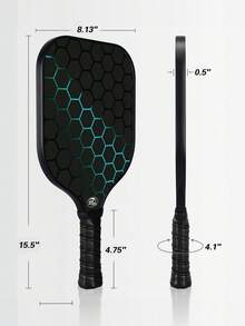 2024撥球拍，經USAPA認證的碳纖維和玻璃纖維表面撥球球拍，適用於女性，男性，兒童，成人 - 藍色 - 查看 4