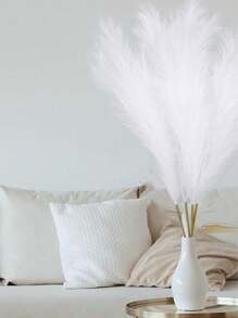 4Pcs Faux Pampas Grass,Set Of 4 Stems Large 43''/110CM Tall Artificial Pampas Grass Fake Pampas Floral Artificial Pampas Grass Branches Plants For Home Kitchen Boho Decor For Wedding Decoration, Valentine'S Day Decor, Birthday Decor, Anniversary Decor, Holiday Decor, Graduation Decoration, Party Decor Supplies - 白色 - 查看 2