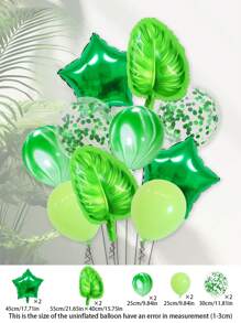 10入組綠色主題氣球套裝，烏龜葉形鋁箔氣球和12英寸閃亮透明乳膠氣球，適用於婚禮生日叢林派對裝飾 - 彩色 - 查看 9