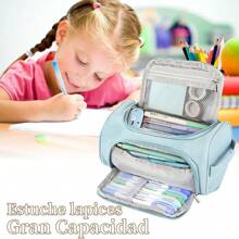 lapiceras, estuche lapiceras,100 Lápices Organizador Escolar,lapiceras organizadoras de Gran Capacidad,organizador de oficina para escuela y universidad para adolescentes, niñas, adultos, estudiantes - Verde - Ver 2