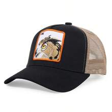 1入組男士時尚動物刺繡嘻哈彩色拼接棒球帽，半網眼透氣運動帽，適用於夏日日常穿搭 - 刺繡 - 查看 29