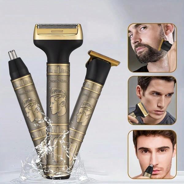3-In-1 Professional Hair Grooming Kit For Men: Trim, Shave, And Style With A Cordless Electric Razor Battery Capacity 600mAh