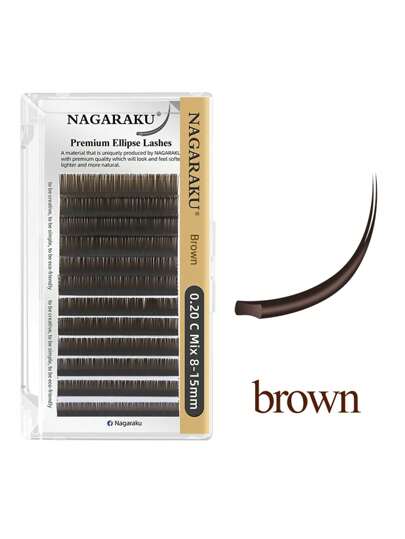 NAGARAKU 12lines NAGARAKU Dark Brown Ellipse Eyelash Extensions Split Tips Soft Light Weight Individual Matte Flat Lashes Extension Individual False Faux Mink Extension Naturallash Clusters,Eyelash Clusters,Individual Eyelashes,Lashes,Fake Lashes