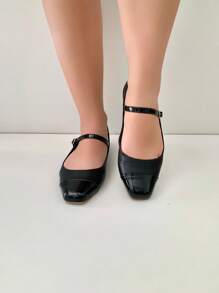 Wide Fit Flats - 黑色 - 查看 3