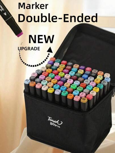 雙頭優質標記筆套裝（12/24/36/48/60/80/120/168色）- 多用途，刷筆適用於紙板上的繪畫、速寫，漫畫設計-釋放您的藝術才華