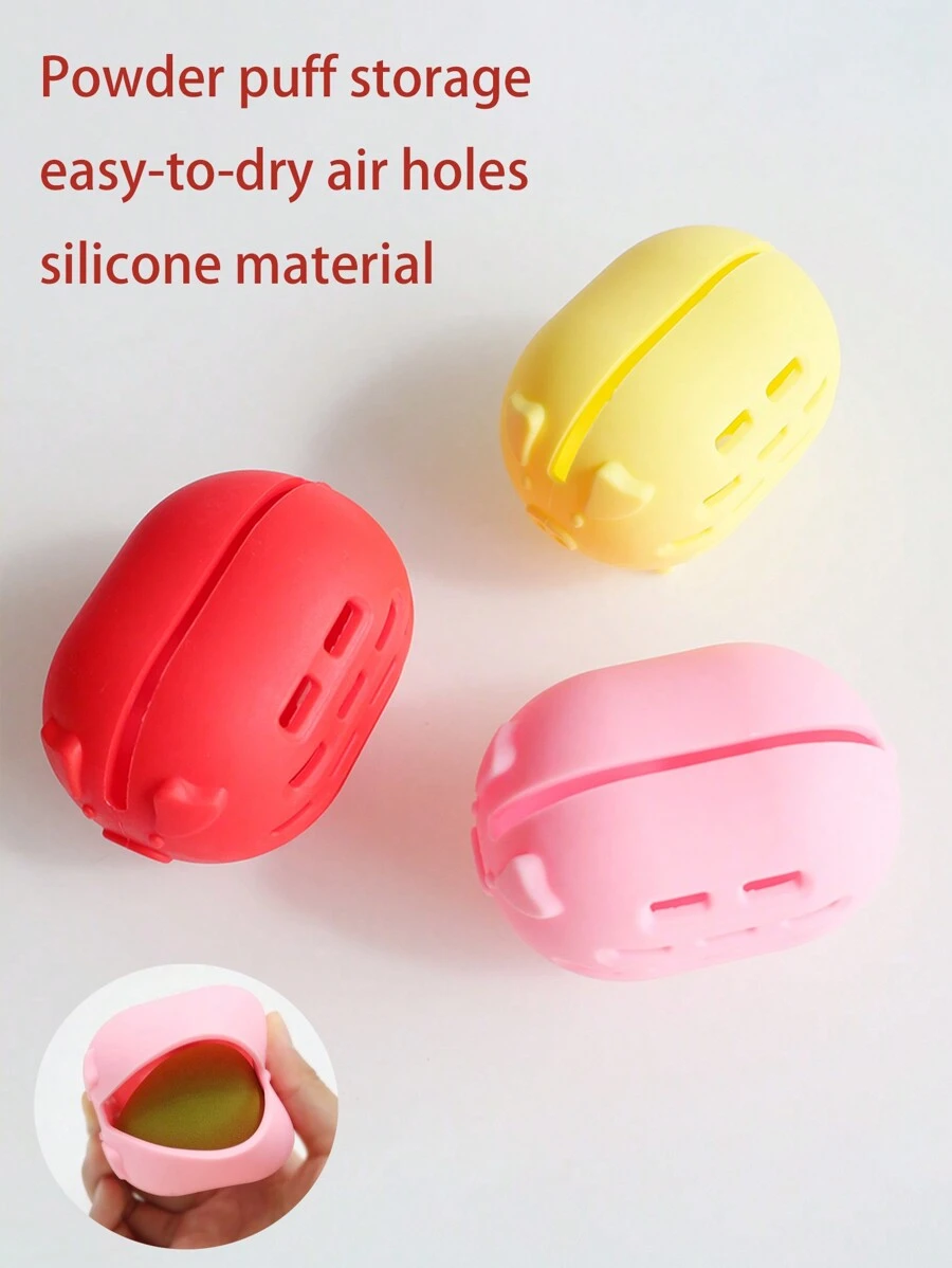 1pc Silicone Makeup Sponge Holder, Breathable Easy Drying Portable Makeup Blender Case - Multicolor - View 1