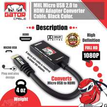 MHL Micro USB To HDMI-Compatible Adapter Converter Cable Mirror For Samsung Android Phone Smartphone HDTV Tablet Black Gator Cable - 黑色 - 查看 5