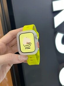 2 件装兼容 表带 Apple WatchStrap 和 Apple WatchCase 男女可调节荧光绿柔软超薄硅胶运动 表带和 Tpu 镂空软甲透明保护 Apple WatchCase 男女适用，兼容 表带 40/41/44/45/49MM，兼容 Series Ultra/SE/9/8/7/6/5/4，智能手表配件 - 螢光綠 - 查看 3