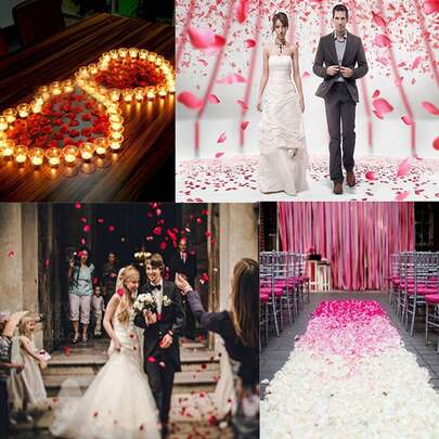 1000件逼真花卉婚礼用品，浪漫场景装饰，仿真玫瑰花瓣，适用于婚礼场地、婚礼场地装饰花卉隔断以及庆典活动的装饰道具