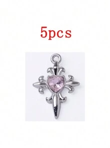 5 piezas de accesorios de joyería de aleación de zinc con colgante con forma de corazón con micro-incrustaciones y estilo barroco