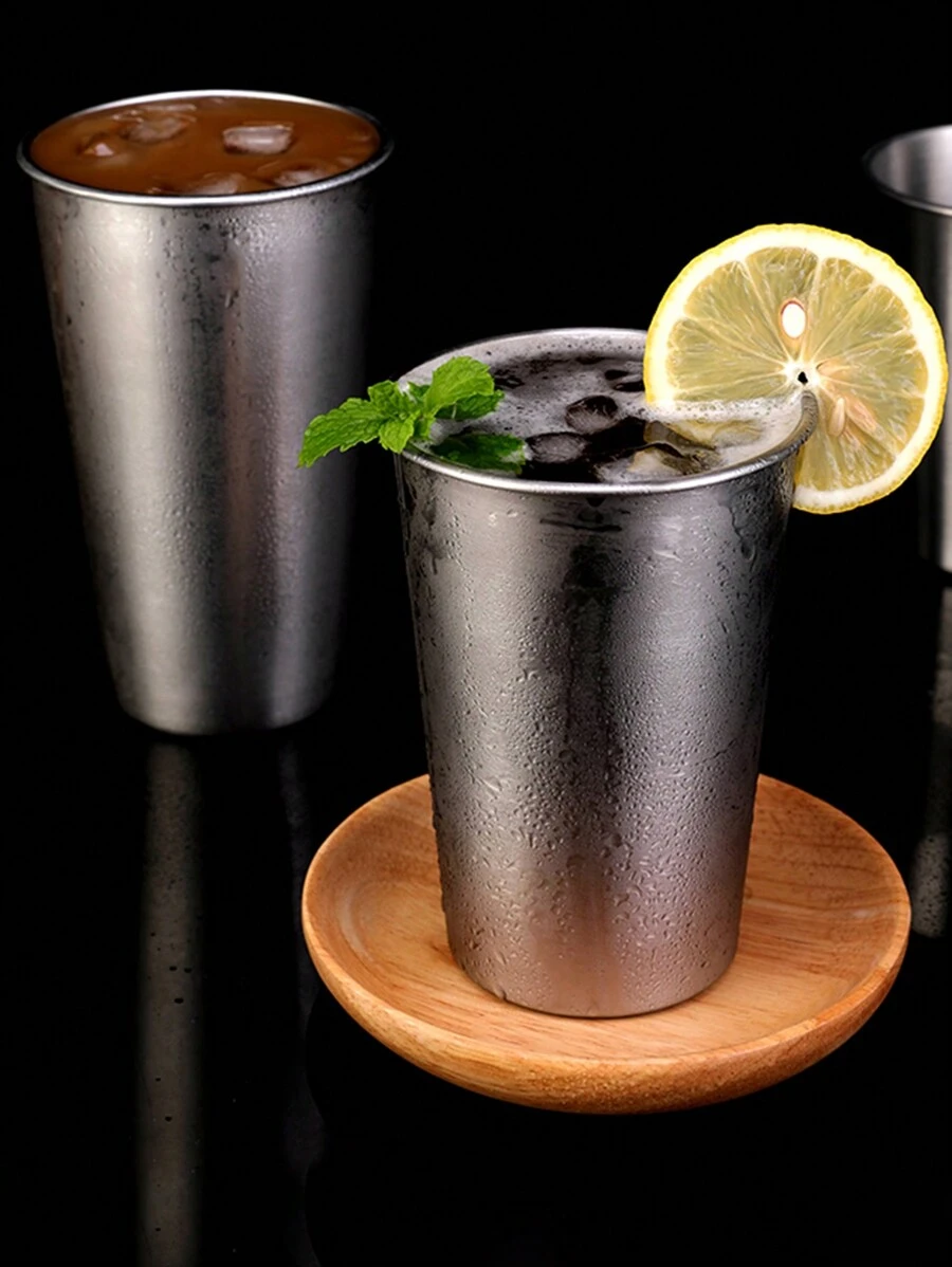 XIYIJIA 1入不銹鋼啤酒杯單層飲料檸檬杯家用咖啡杯啤酒工具杯 - 銀色 - 查看 1