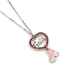 Barbie Heart Necklace (Silver/Pink) - Silver - View 2