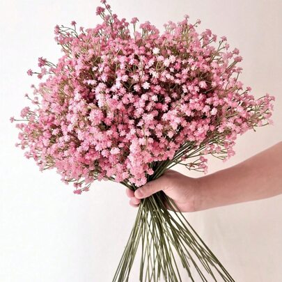 1pc/3pcs/5pcs Pink Gypsophila Artificial Flowers, Includes Multiple Stems Of Plastic Fake Gypsophila Bouquet, Suitable For Home Decor, Tabletop Decor, Vase Filler, Wedding & Holiday DIY Floral Decoration, Room Decor, Valentine's Day, Birthday, Graduation Gifts, Garden Decor, Outdoor Plants, Gardening, Artificial Flowers