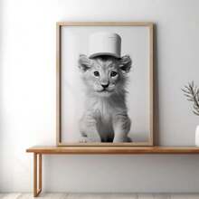 Set Of 3 Frameless Cute Black White Animal Bathroom Funny Poster Otter Lion Elephant With Toilet Paper Wall Art Modern Canvas Painting Print Wall Picture For Home Decoration - Apricot - View 3