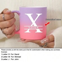 1pc 11oz Personalized Customized Letter Sunset Glow Milk Cup Coffee Mug, Ceramic Milk Cup Coffee Mug, Holiday Gift, Family, Coworker, Leader, Wife, Sister, Funny Gift, Unique Valentine's Day Gift, Mother's Day Gift, Father's Day Gift ,Anti-Mold,Reusable Exquisite,Adorable,Modern,Colorful Custom,Personalized,Unique Ideal Gifts For Him Her,Boyfriend,Girlfriend,Dad,Mom,Family,Friends For Anniversaries,For Valentine's Day,For Mother's Day,For Birthdays,For Children's Day,For Father's Day,For Graduation,For Weddings,For Housewarming Dining Room,Living Room,Bedroom,Office,Tea Room,Home,School - 11oz Sunset Glow - View 24