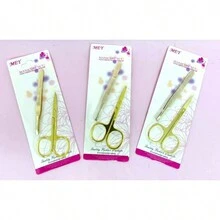 Kit Pinças Profissional Reta +Tesoura Tesourinha Sobrancelhas - Bronze - Visão 1