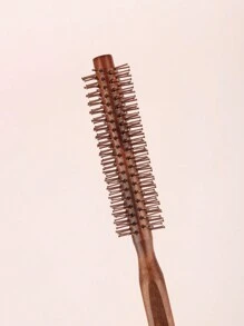 1pc Cylindrical Wooden & Aluminum Hair Brush, Solid Color, For Hairstyling, Suitable For Curly Hair, Bangs, Hair Brush, Hairdressing Tools, Hairdressing Products And Accessories, Essential For Salons, Back To School, Travel - Red - View 6