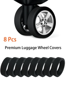 8pcs Travel Luggage Wheel Covers, Color Silicone Wheel Covers, Travel Suitcase Wheel Cover, Durable Wheel Protection Covers, Luggage Wheelchair Wheel Protectors, Silent Wheel Replacement For Sturdy & Reduce Noise, Sleeve Scratch Carry On Shock Proof, Perfect Travel Luggage Accessories Bag For School School Accessories School Stuff - Black - View 11