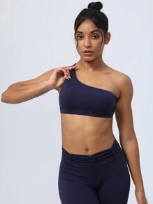 Áo ngực tập yoga cho nữ, một bên vai, lưng đẹp, đồ lót thể thao tập thể dục - Màu xanh lam - Xem 4