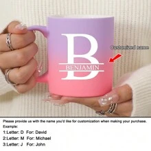 1pc 11oz Personalized Customized Letter Sunset Glow Milk Cup Coffee Mug, Ceramic Milk Cup Coffee Mug, Holiday Gift, Family, Coworker, Leader, Wife, Sister, Funny Gift, Unique Valentine's Day Gift, Mother's Day Gift, Father's Day Gift ,Anti-Mold,Reusable Exquisite,Adorable,Modern,Colorful Custom,Personalized,Unique Ideal Gifts For Him Her,Boyfriend,Girlfriend,Dad,Mom,Family,Friends For Anniversaries,For Valentine's Day,For Mother's Day,For Birthdays,For Children's Day,For Father's Day,For Graduation,For Weddings,For Housewarming Dining Room,Living Room,Bedroom,Office,Tea Room,Home,School - 11oz Sunset Glow - View 32