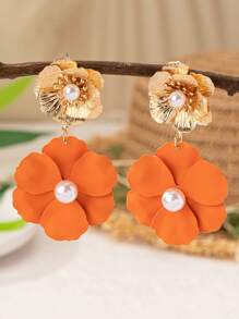 1 cặp hoa tai dài hình học cổ điển thời trang cho phụ nữ phong cách giản dị ngày lễ tình nhân, mẹ, mẹ, ngày của mẹ, quà tặng - Một đôi bông tai dài hình bông hoa - Xem 9