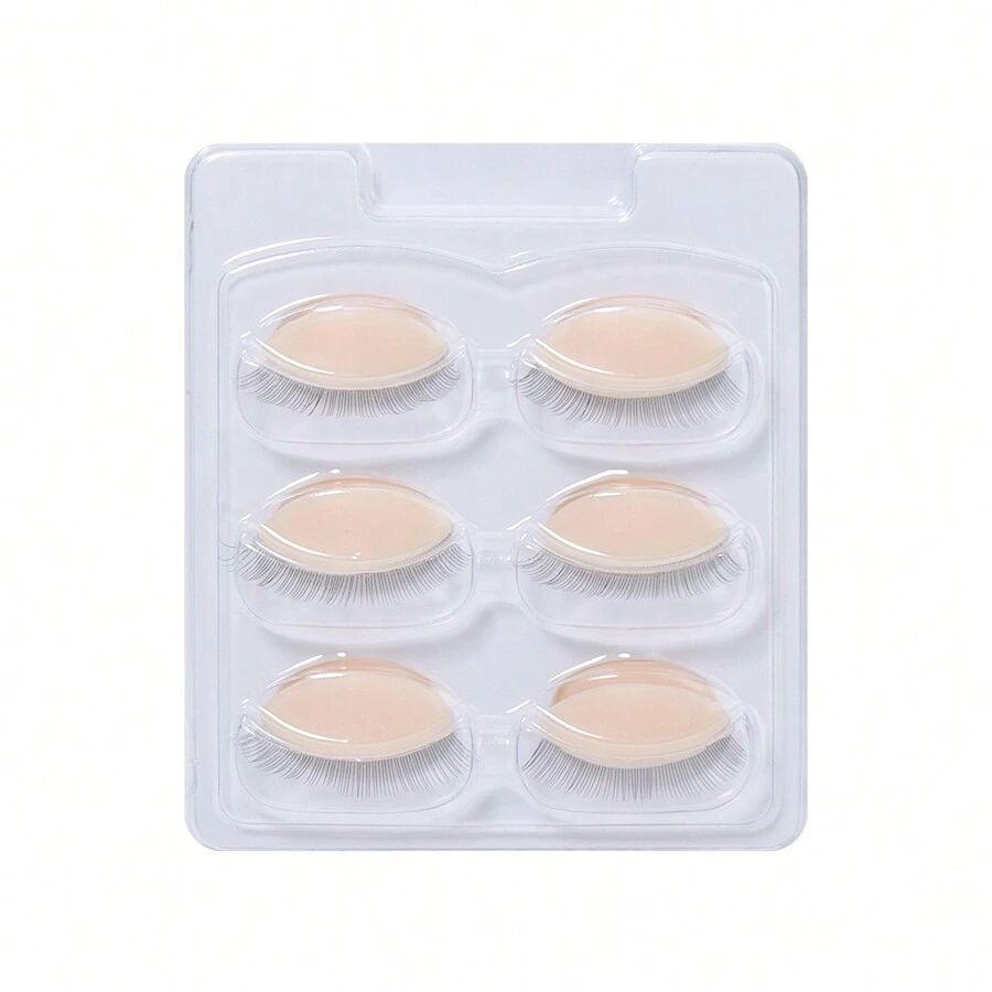 Glamlash 3 Pairs Silicone Replacement Eyelids eye model For Eyelashes Extension Training Mannequin Head - Pink - View 1