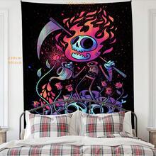 抽菸嬉皮酷女人螢光織錦，桃皮絨紫外線黑光美學掛毯牆掛，客廳臥室宿舍裝飾，免費安裝配件，輕鬆掛起 - 彩色 - 查看 5