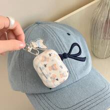 Cute Blue Bear Bow Earphone Case Compatible With Airpods Pro2/AirPods Pro/AirPods 3/AirPods 2/AirPods 4