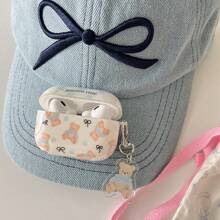 Cute Blue Bear Bow Earphone Case Compatible With Airpods Pro2/AirPods Pro/AirPods 3/AirPods 2/AirPods 4