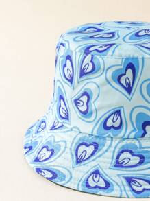 1pc Women's Y2K Heart Printed Reversible Bucket Hat, Perfect For Spring And Summer Outfits - Multicolor - View 6