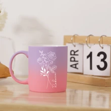 1入11oz生日月花咖啡杯，日落光澤陶瓷牛奶杯咖啡杯，節日禮物，家庭，同事，領袖，妻子，妹妹，有趣的禮物，獨特的情人節禮物 - Sunset Glow - 查看 2