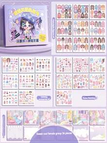 36pcs/Set Scene Change Sticker For Bullet Journal, Cute Cartoon Patterned Decorative Sticker Set With Gift BoxSchool, Student,Stationery,School Supplies - Multicolor - View 13