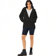 Sudaderas Dama Con Cierre Y Capucha Hoodie Mujer Básico Moda - Negro - Ver 6