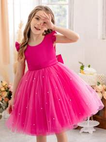 Vestido de princesa con volantes y malla decorativo para niña, adecuado para fiesta de cumpleaños, regalo de San Valentín, baile, regalo de Navidad, fiesta, uso diario casual, actuación con instrumentos musicales, celebración de festivales, actuación en el escenario