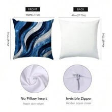 MEMNUN 1/2 chiếc vỏ gối họa tiết sọc cẩm thạch xanh trắng kích thước 17.7*17.7in (45*45cm)/19.69*19.69in (50*50cm)/15.75*15.75in (40*40cm) (Không bao gồm ruột gối), được làm từ vải polyester (nhẹ và thoáng khí), thích hợp sử dụng hàng ngày, trang trí nhà cửa, phòng khách, phòng ngủ, sofa, nghệ thuật, thiết kế, tạo không gian. - Màu xanh lam - Xem 3