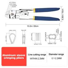 1 Set Wire Rope Crimping Tool Up To 2.2mm Wire Rope Swager Crimper Fishing Crimping Tool With 150Pcs Or 300Pcs  1.2/1.5/2mm Aluminum Doub - Blue Silver - View 5