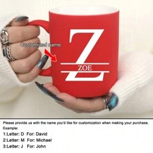 1 pieza Taza de leche/café personalizada y customizada de 11 onzas con diseño de letra roja, taza de cerámica, regalo para ocasiones festivas, familia, compañeros de trabajo, líderes, esposa, hermana, regalo divertido, regalo único para el Día de San Valentín, Día de la Madre, Día del Padre