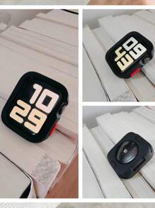 2pcs-Pack Compatible With Apple Watch Band Apple WatchStrap And Apple WatchCase Men And Women Adjustable Fluorescent Green Soft Ultra Thin Silicone Sports Apple WatchStrap And Tpu Hollow Out Soft Armor Clear Protective Apple WatchCase For Men & Women,Compatible With Apple Watch Band 40/41/44/45/49MM, Compatible With Apple Watch Series Ultra/SE/9/8/7/6/5/4, Smart Watch Accessories