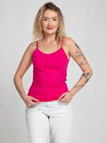 Women Tank Tops & Camis - 玫紅色 - 查看 3