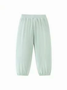 mini bala Unisex Young Boy Base Wear Home Anti-Mosquito Pants - Green - View 5