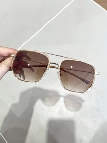 1pc Women's Bohemian Style Fashion Outdoor Protective Fashion Glasses, Suitable For Travel And Daily Wear - chuyển màu nâu - Xem 4