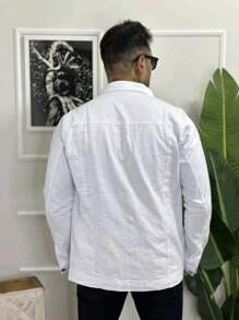 Men Denim Jackets - White - View 2