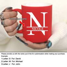 1 pieza Taza de leche/café personalizada y customizada de 11 onzas con diseño de letra roja, taza de cerámica, regalo para ocasiones festivas, familia, compañeros de trabajo, líderes, esposa, hermana, regalo divertido, regalo único para el Día de San Valentín, Día de la Madre, Día del Padre